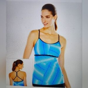 NWT Nike Women's Striped Racerback Tankini White/Blue Size 12